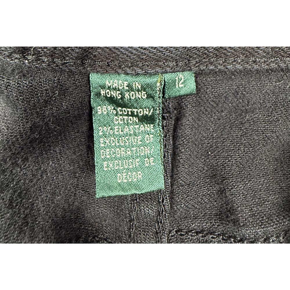 90s Vintage Ralph Lauren Black Bootcut Jeans Lace Detailing Sz 12 cotton - Picture 8 of 13